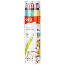 Hộp Tròn 24 Bút Chì Màu Deli EC112-24