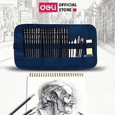Bộ Dụng Cụ Vẽ 27 Phụ Kiện Phác Thảo Truyền Thần Chuyên Nghiệp Đầy Đủ Deli - Vẽ Mỹ Thuật, Chân Dung -