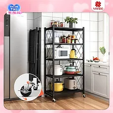 Kệ đa năng gấp gọn 3/4/5 tầng bằng Thép Carbon không gỉ Vando chính hãng, Kệ lò vi sóng có bánh xe,
