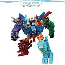 Hộp 6 bộ đồ chơi lắp ráp Robot biến hình - Khủng long (553 chi tiết) Qman 1414