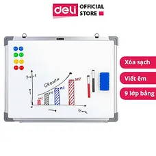 Bảng Từ Trắng Viết Bút Lông Deli - Bảng Mica Hít Nam Châm Nhiều Kích Cỡ - Có Khay Đựng - Phù Hợp Học