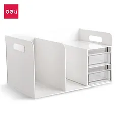 Kệ Giá Sách Kèm Ngăn Kéo Trong Suốt Đa Năng Deli - Sắp Xếp Góc Làm Việc Học Tập Học Sinh Văn Phòng L