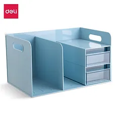 Kệ Giá Sách Kèm Ngăn Kéo Trong Suốt Đa Năng Deli - Sắp Xếp Góc Làm Việc Học Tập Học Sinh Văn Phòng L