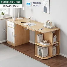 Bàn Học Tập, Làm Việc Nhiều Ngăn Đa Năng Màu Trắng Phối Vân Gỗ Sồi Thương Hiệu SIB Decor BLV74